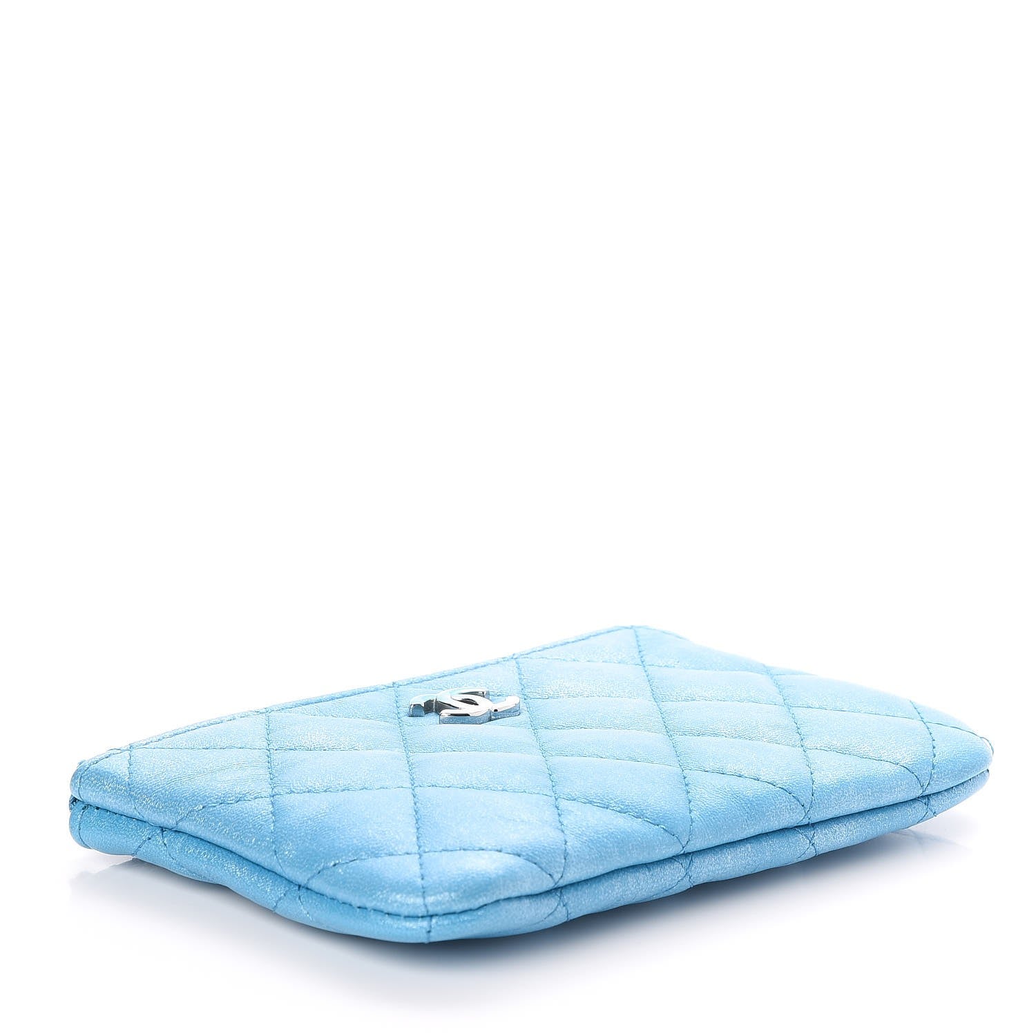 Chanel Metallic Lambskin Small Cosmetic Case Turquoise 4 of 8