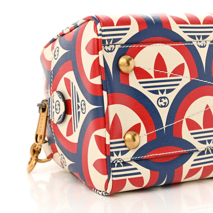 Gucci X ADIDAS Shangai Calfskin Web Trefoil Interlocking G Mini Duffle Bag Red White Blue 9 of 10