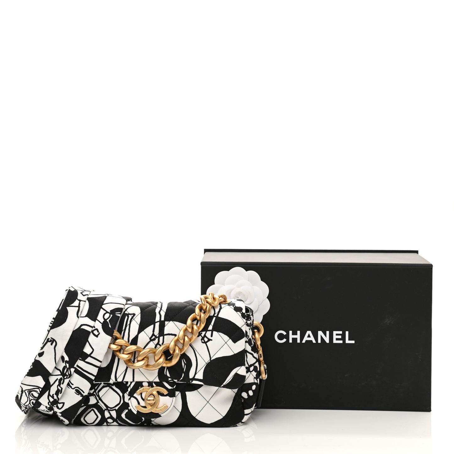 Canvas Printed Deer Coco Mini Single Flap Gray Black
