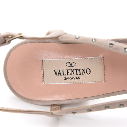 Valentino Garavani Suede Crystal Embellished Sandals 38.5 Poudre 7 of 10