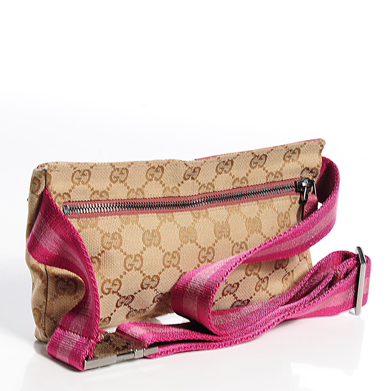 Gucci GG Monogram Web Double Pocket Belt Bag Pink 3 of 8