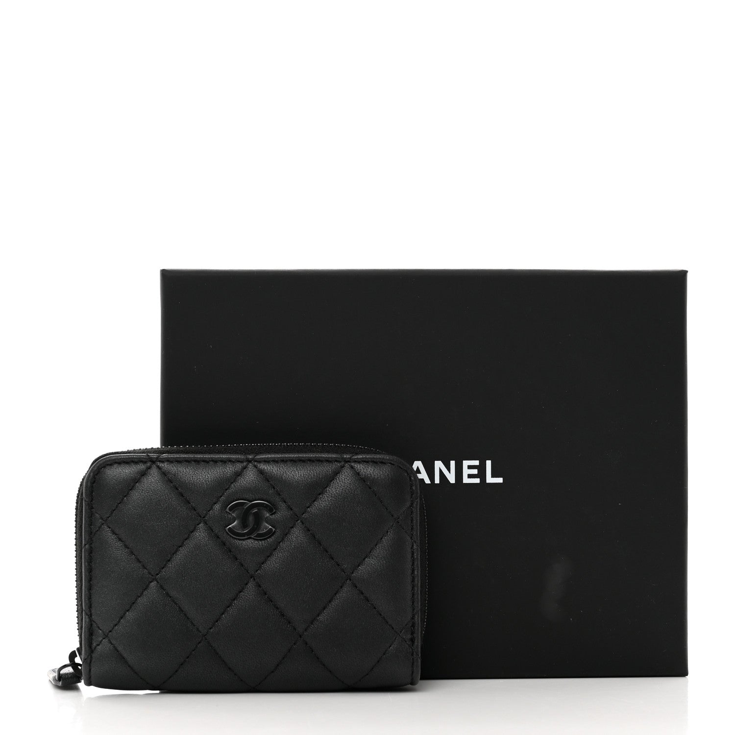 Chanel Pearly Lambskin Quilted Zip Coin Purse So Black 8 of 8