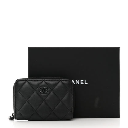 Chanel Pearly Lambskin Quilted Zip Coin Purse So Black 8 of 8