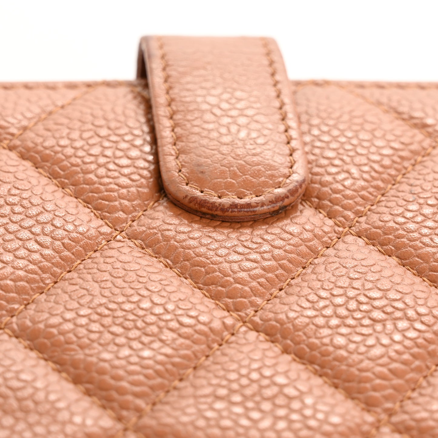 Caviar Quilted Long Flap Wallet Light Brown