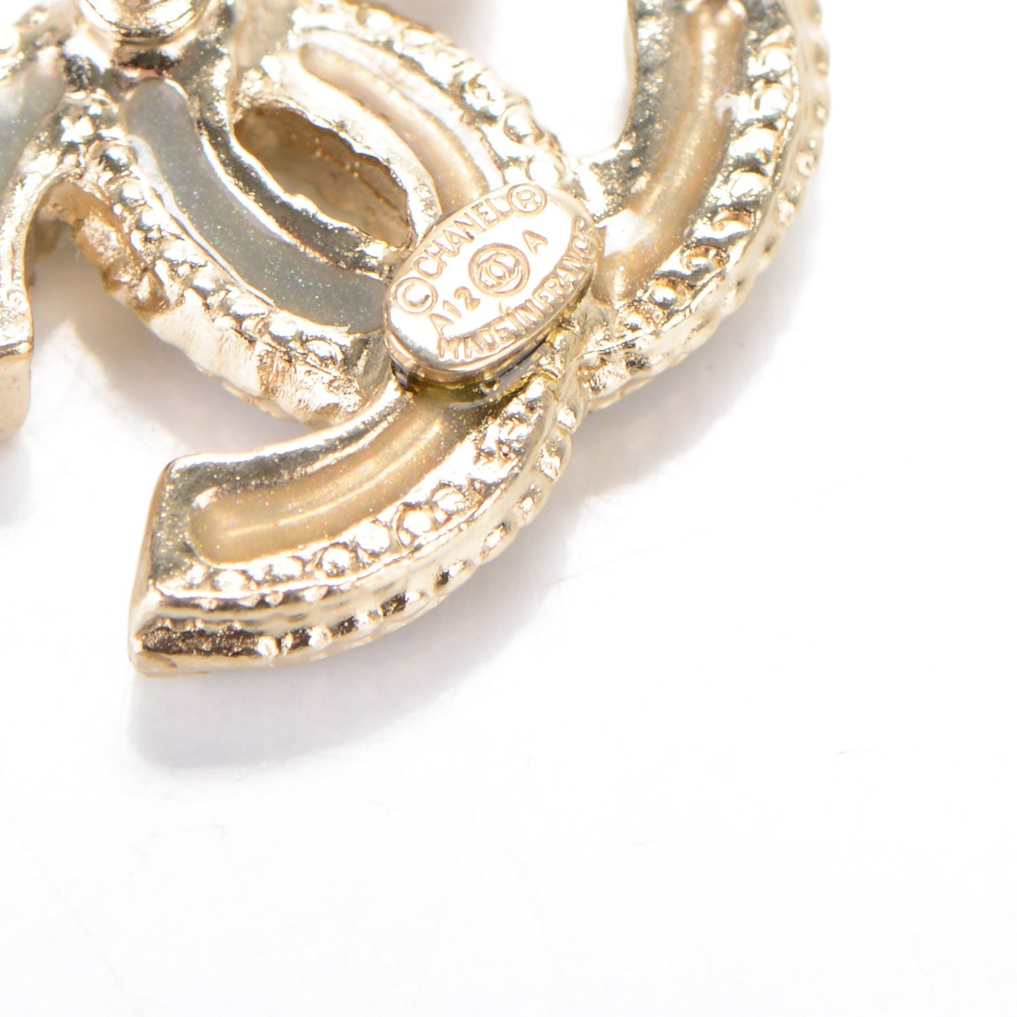 Glitter Enamel CC Earrings Grey Gold