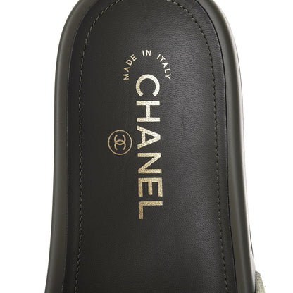 Chanel Canvas Chain Flat Sandals 37 Khaki 8 of 9