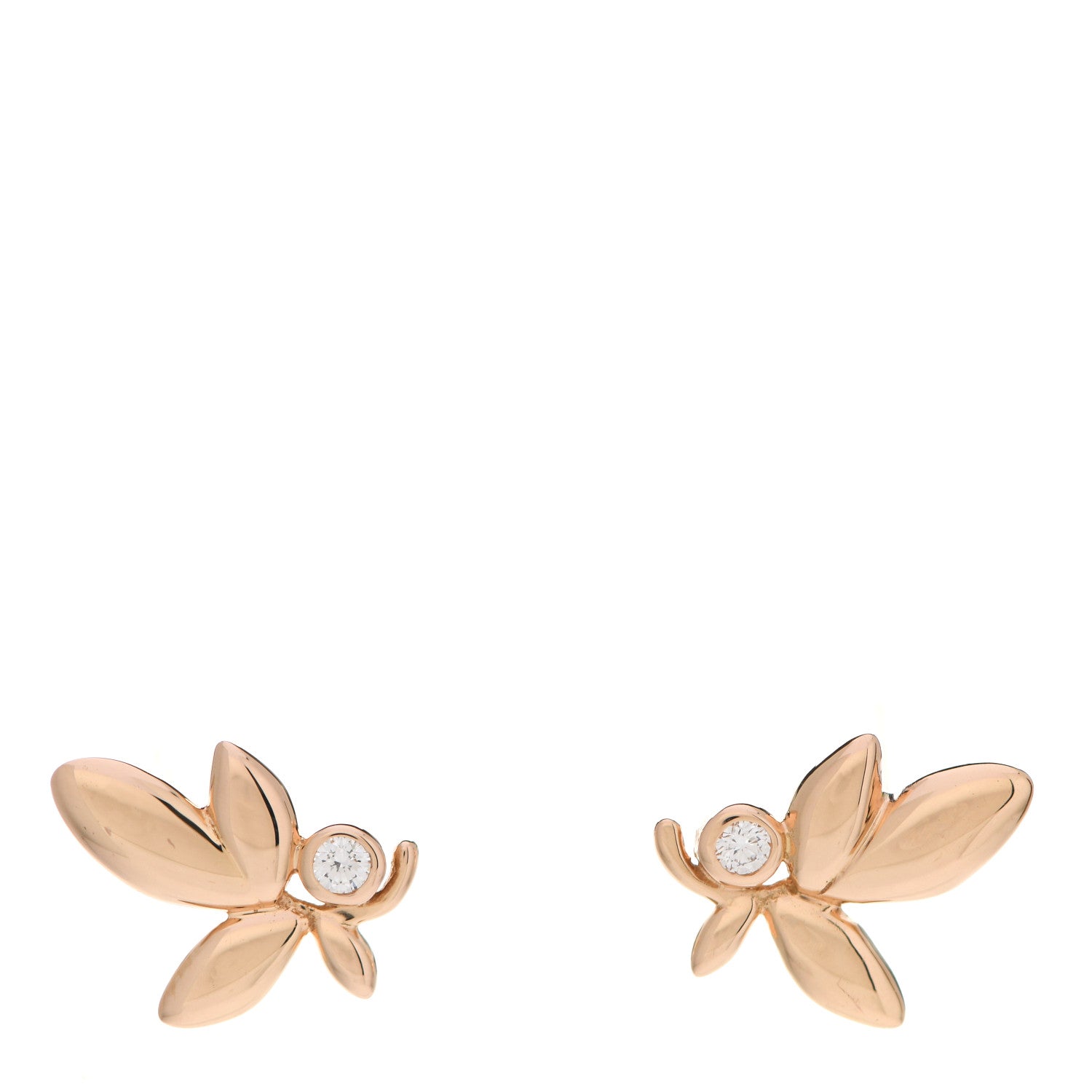 Tiffany 18K Rose Gold Diamond Paloma Picasso Olive Leaf Earrings 1 of 6