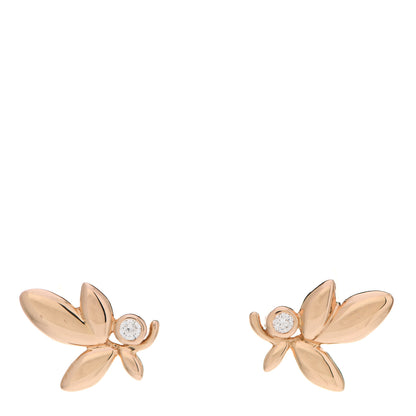 Tiffany 18K Rose Gold Diamond Paloma Picasso Olive Leaf Earrings 1 of 6