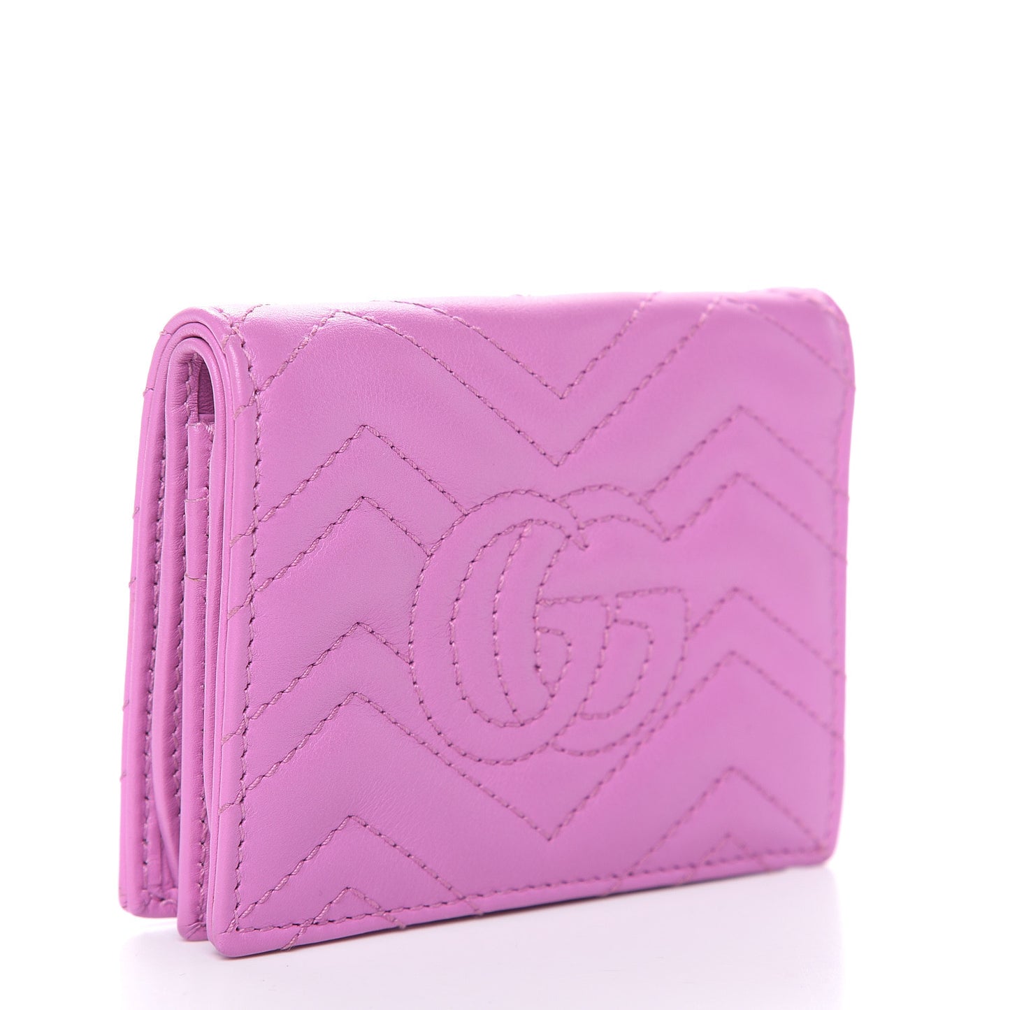 Calfskin Matelasse GG Marmont Card Case Candy Mousse