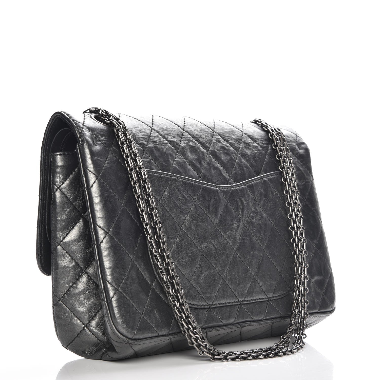 Chanel Distressed Lambskin Quilted 2.55 Reissue 227 Flap Dark Silver 3 of 7