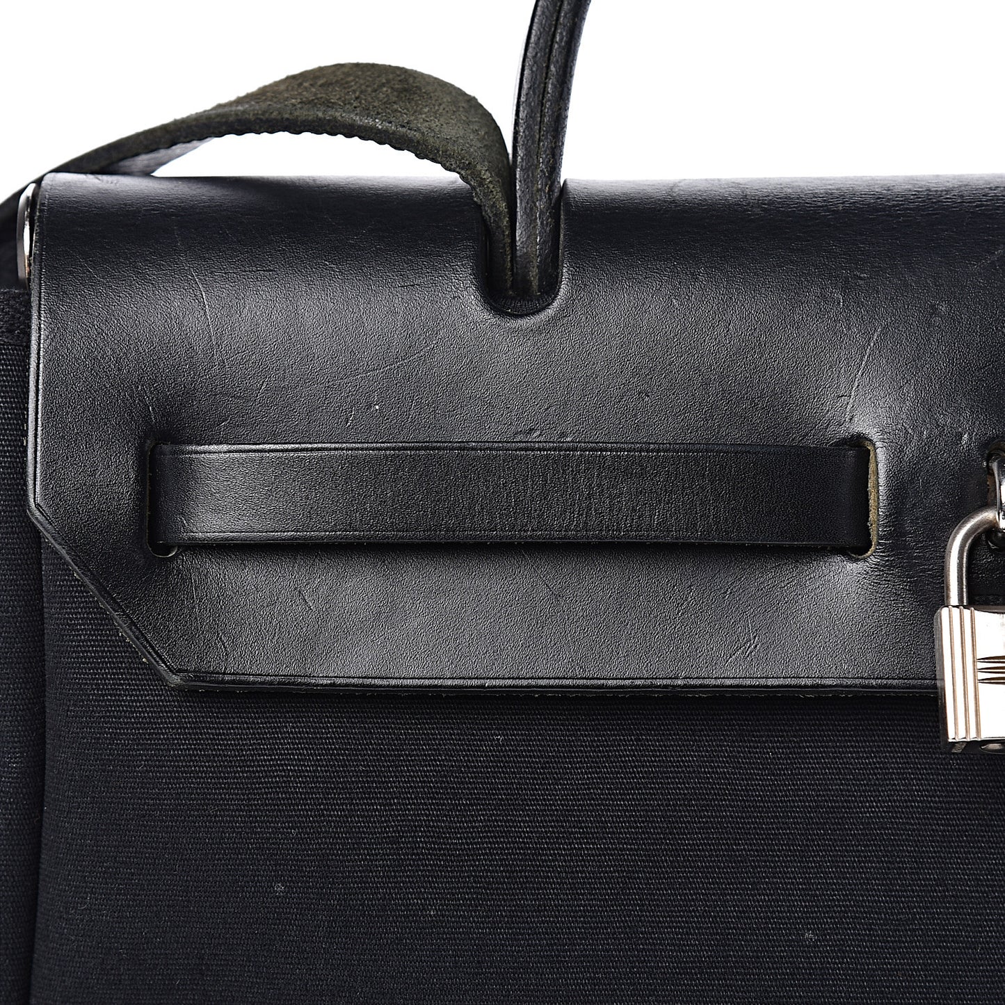 Toile Vache Calfskin Herbag 30 PM Black Natural