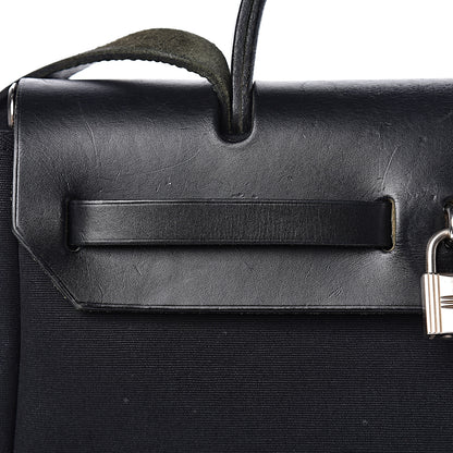 Hermes Toile Vache Calfskin Herbag 30 PM Black Natural 14 of 30