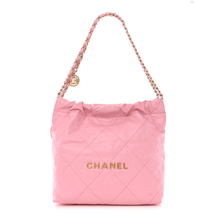 Chanel Shiny Calfskin Quilted Small Chanel 22 Pink 3 of 12
