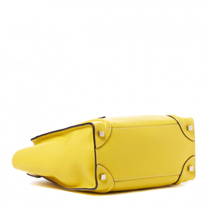 Celine Drummed Calfskin Micro Luggage Citron 4 of 10