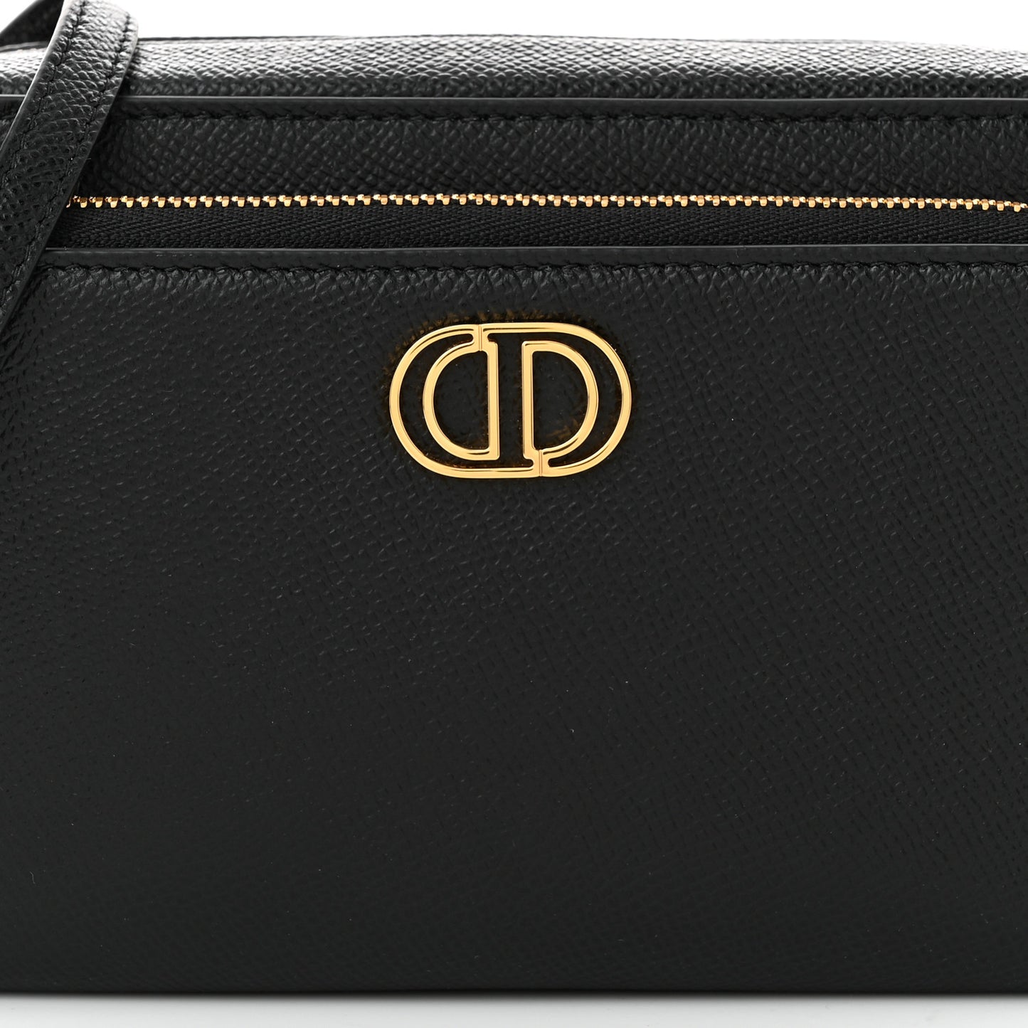 Grained Calfskin Caro Double Pouch Black
