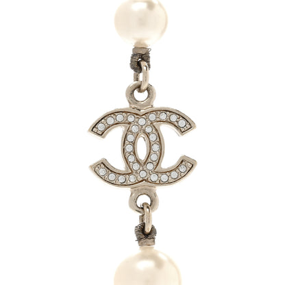 Chanel Crystal Pearl CC Long Necklace Gold 4 of 7