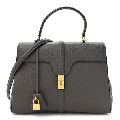 Celine Grained Calfskin Classique Medium 16 Top Handle Bag Grey 1 of 12