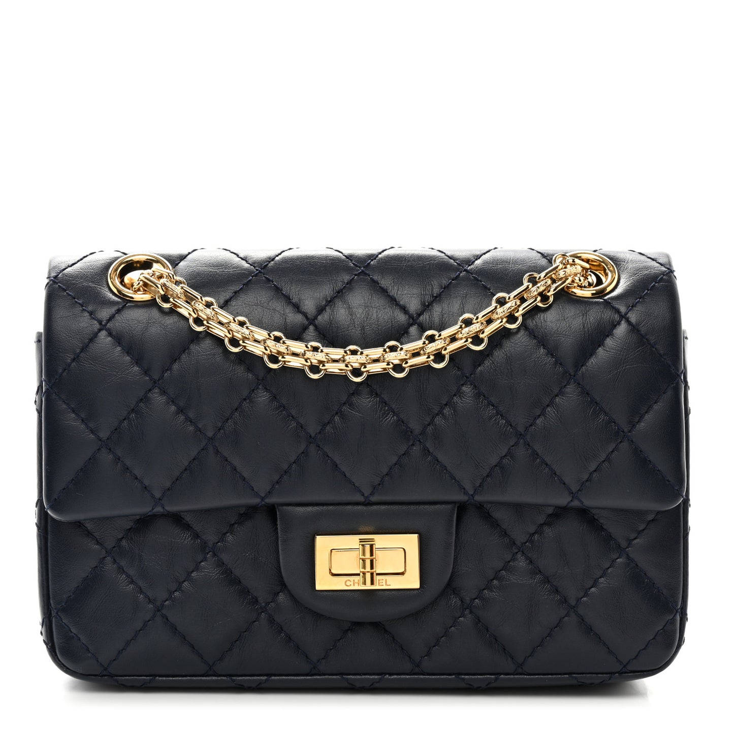 Aged Calfskin Quilted 2.55 Reissue Mini Flap Navy