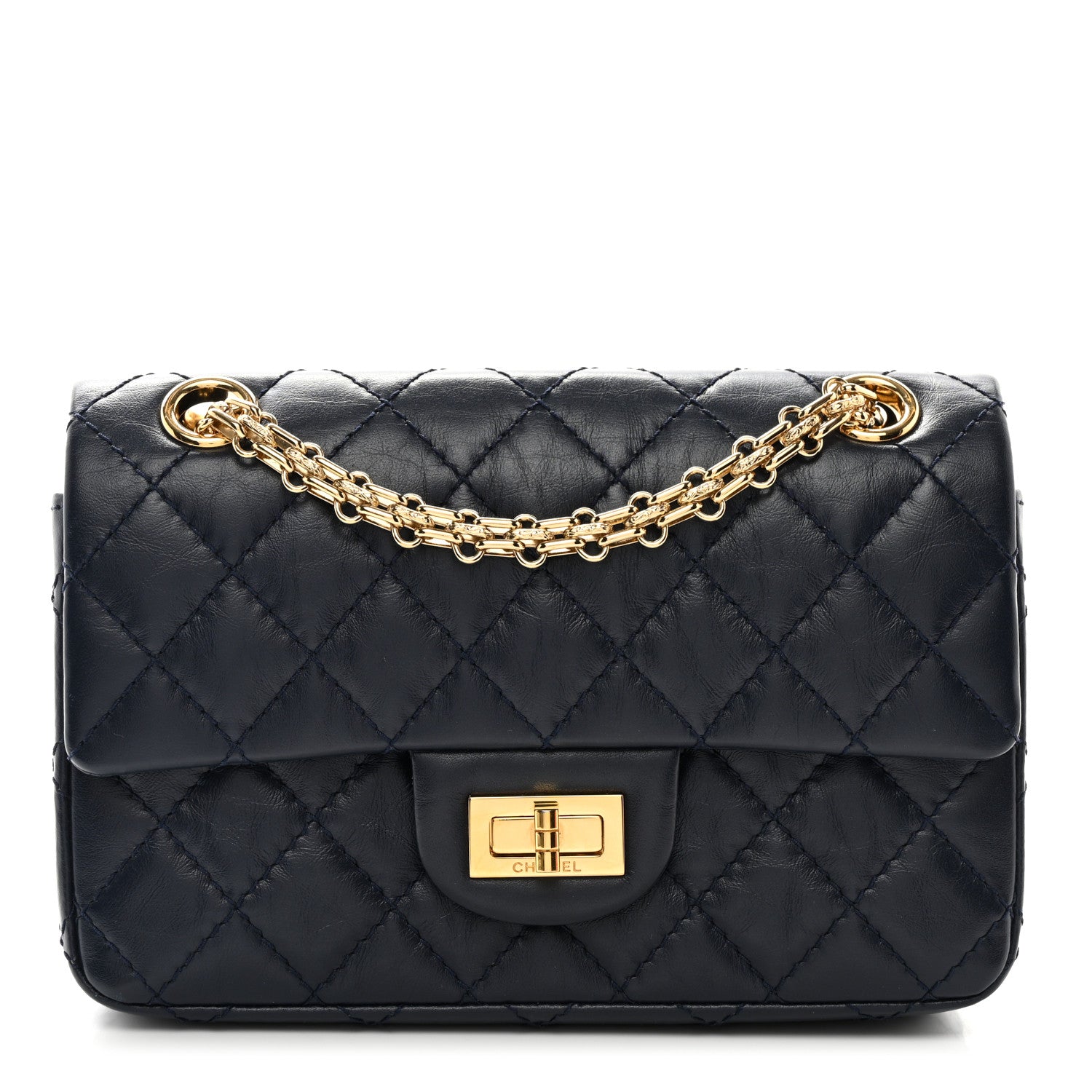 Chanel Aged Calfskin Quilted 2.55 Reissue Mini Flap Navy 1 of 10
