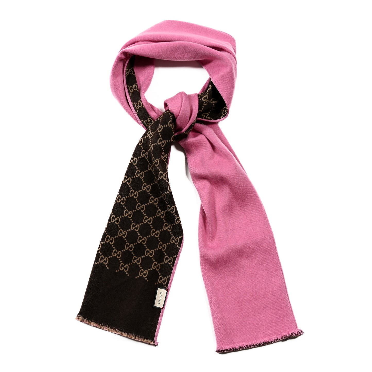 Wool Silk GG Monogram Ripon Simple Scarf Roseate