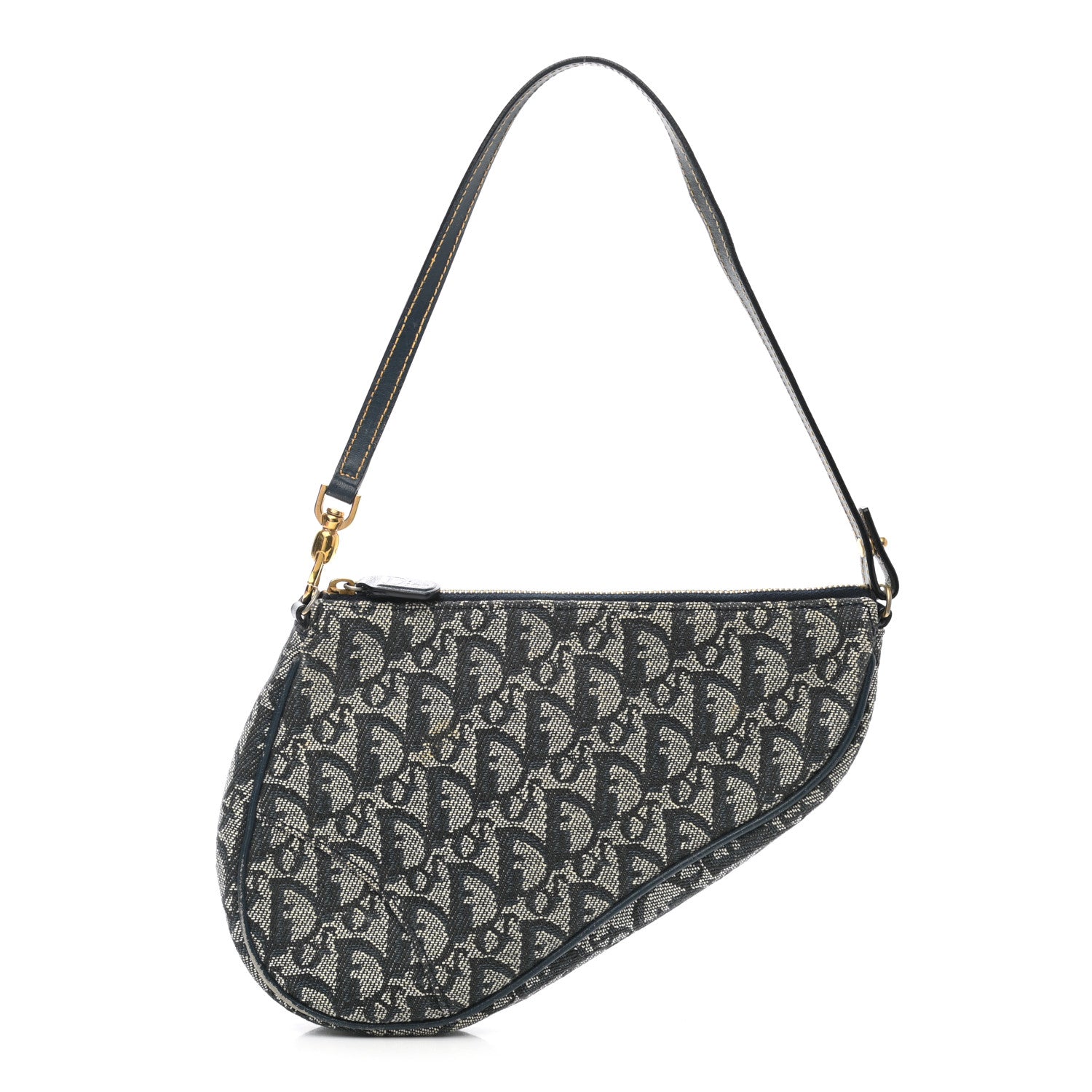 Christian Dior Monogram Mini Saddle Pochette Navy 1 of 12