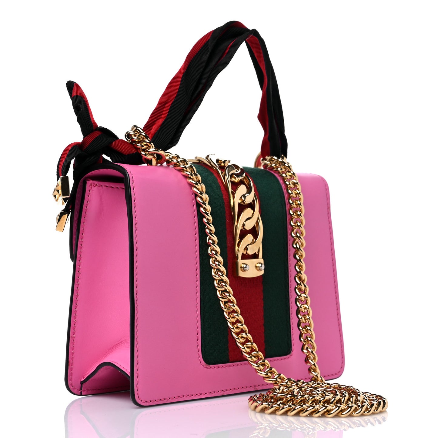 Vitello Fontanella Web Mini Sylvie Chain Shoulder Bag Pink Tropical Flower