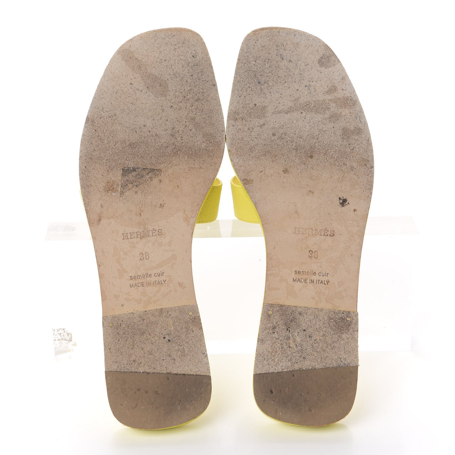 Hermes Epsom Oran Sandals 38 Jaune Pollen 6 of 10