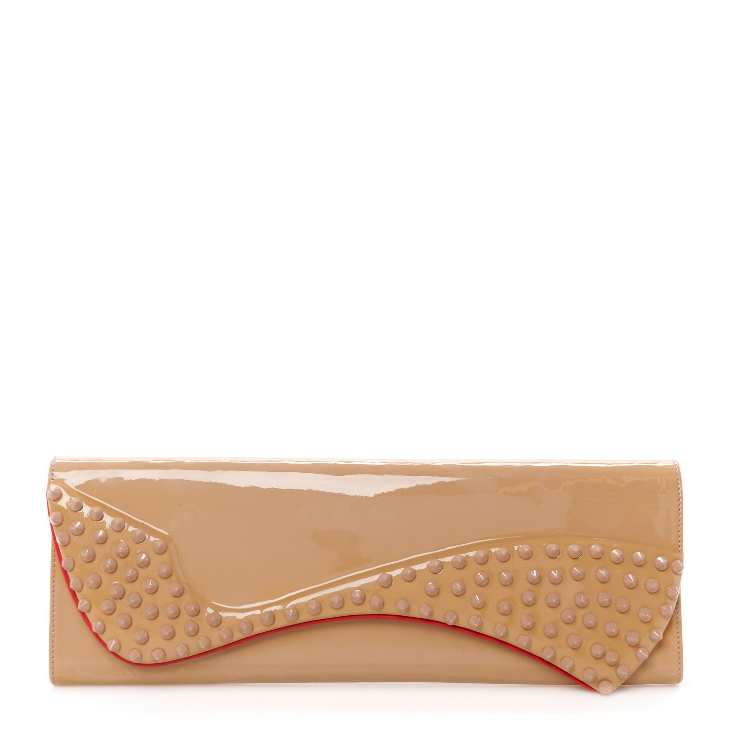 Christian Louboutin Patent Spikes Pigalle Clutch Nude 1 of 8