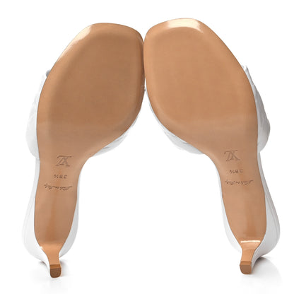 Louis Vuitton Lambskin Embossed Monogram Revival Mid Heel Mules 38.5 White 5 of 9