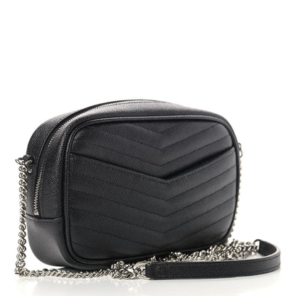 Saint Laurent Grain De Poudre Matelasse Monogram Mini Lou Camera Bag Black 3 of 9