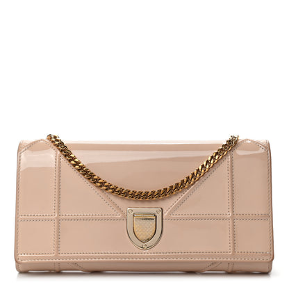 Christian Dior Patent Calfskin Diorama Croisiere Chain Wallet Beige 1 of 6