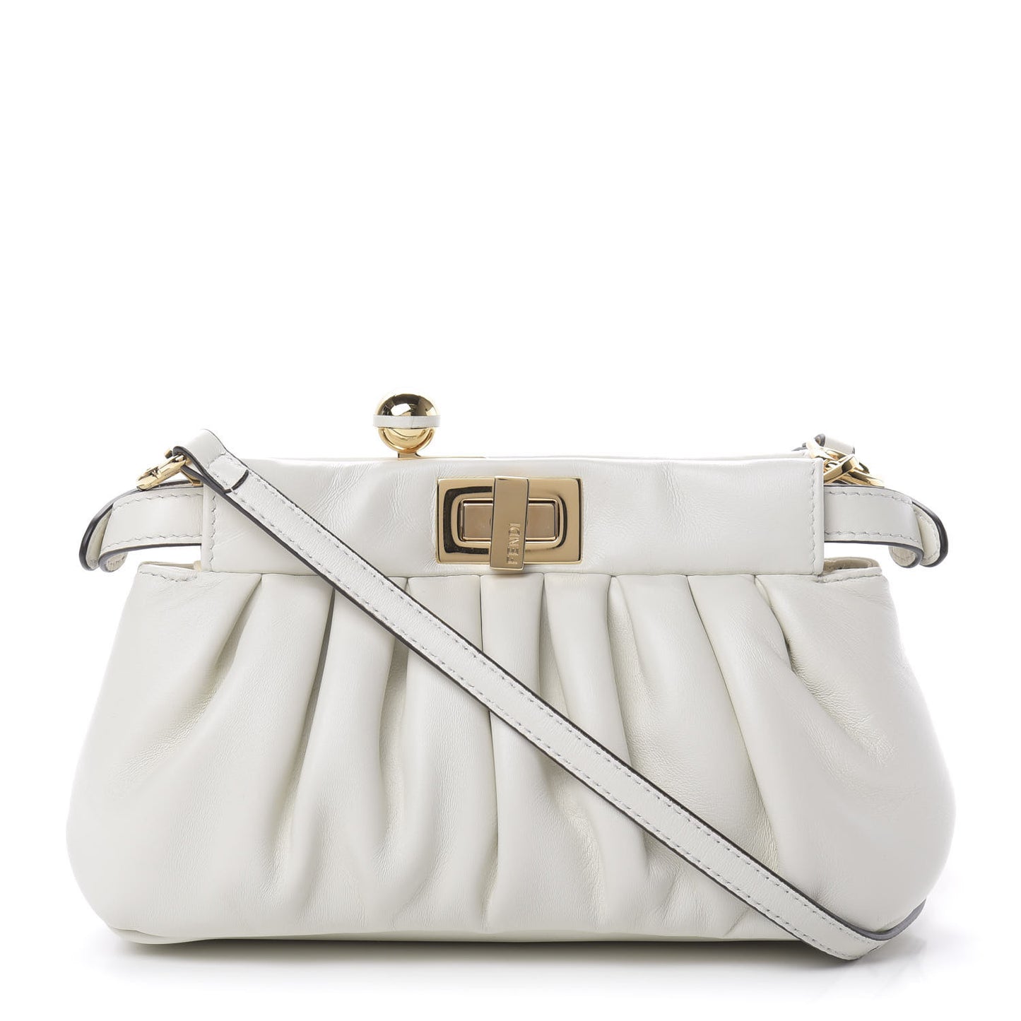 Shiny Nappa Small Peekaboo Click Bag White