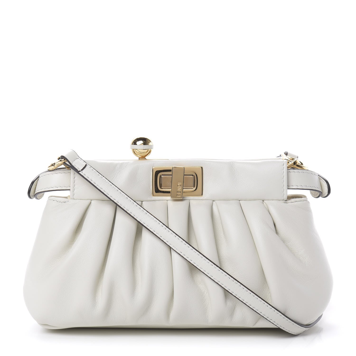 Fendi Shiny Nappa Small Peekaboo Click Bag White 1 of 11