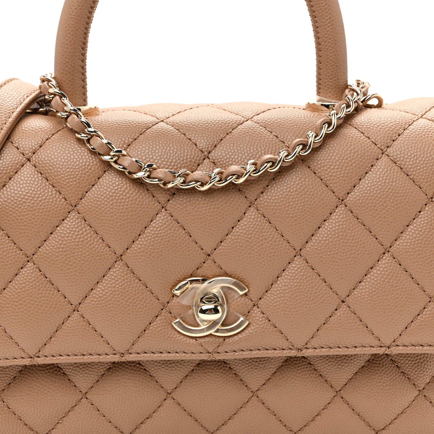 Chanel Caviar Quilted Mini Coco Handle Flap Beige Beige 8 of 10