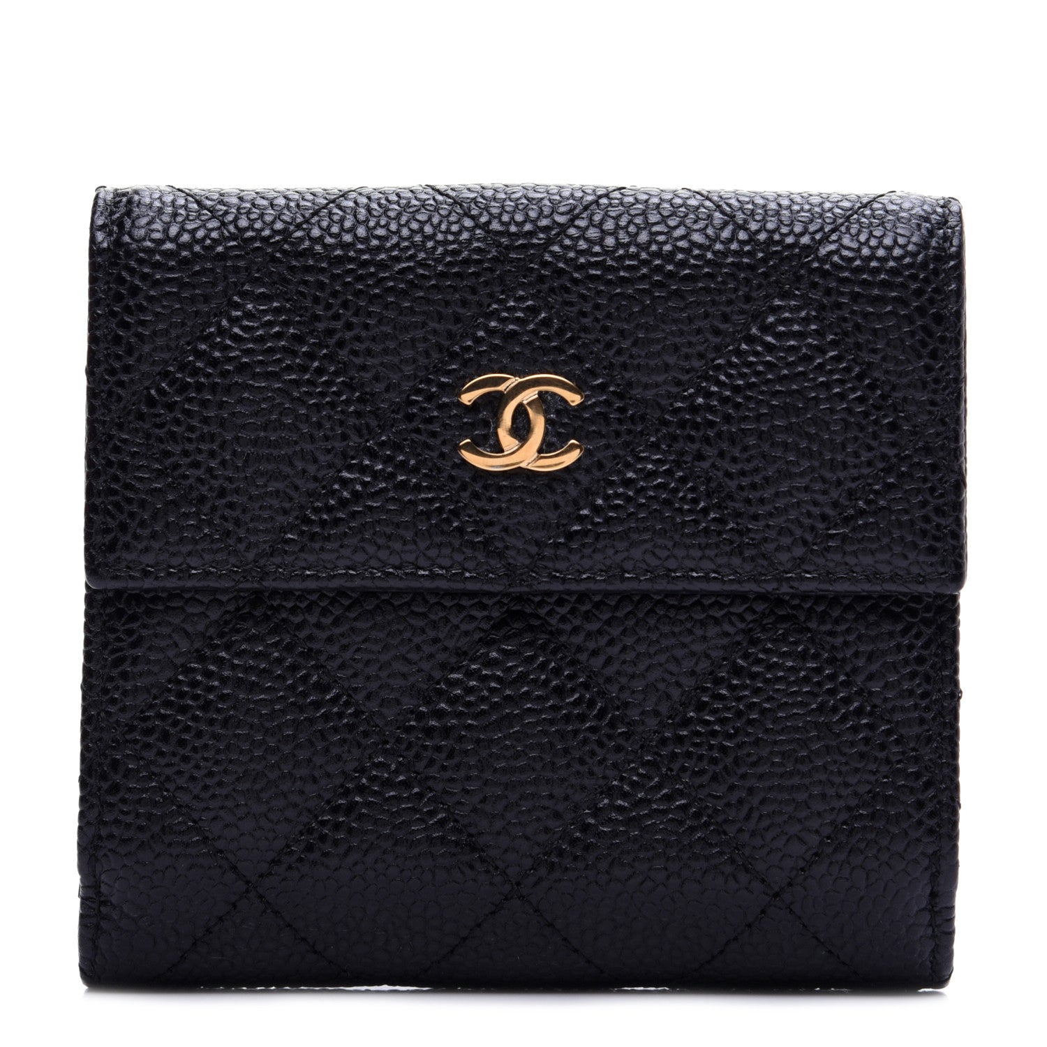 Chanel Caviar Quilted Compact French Flap Wallet Black 1 of 12