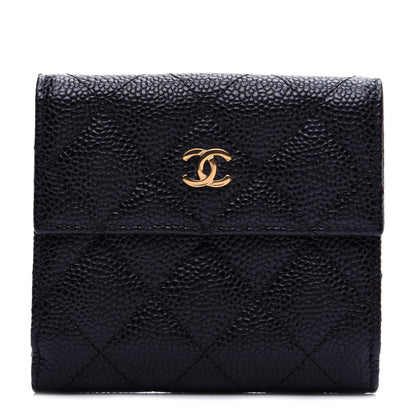 Chanel Caviar Quilted Compact French Flap Wallet Black 1 of 12