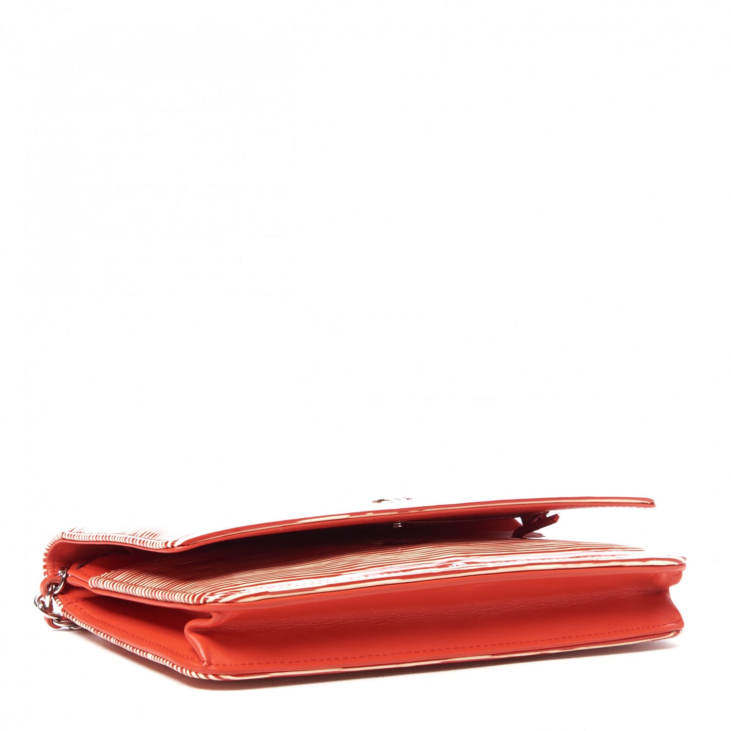 Patent Striped Wallet On Chain WOC Red