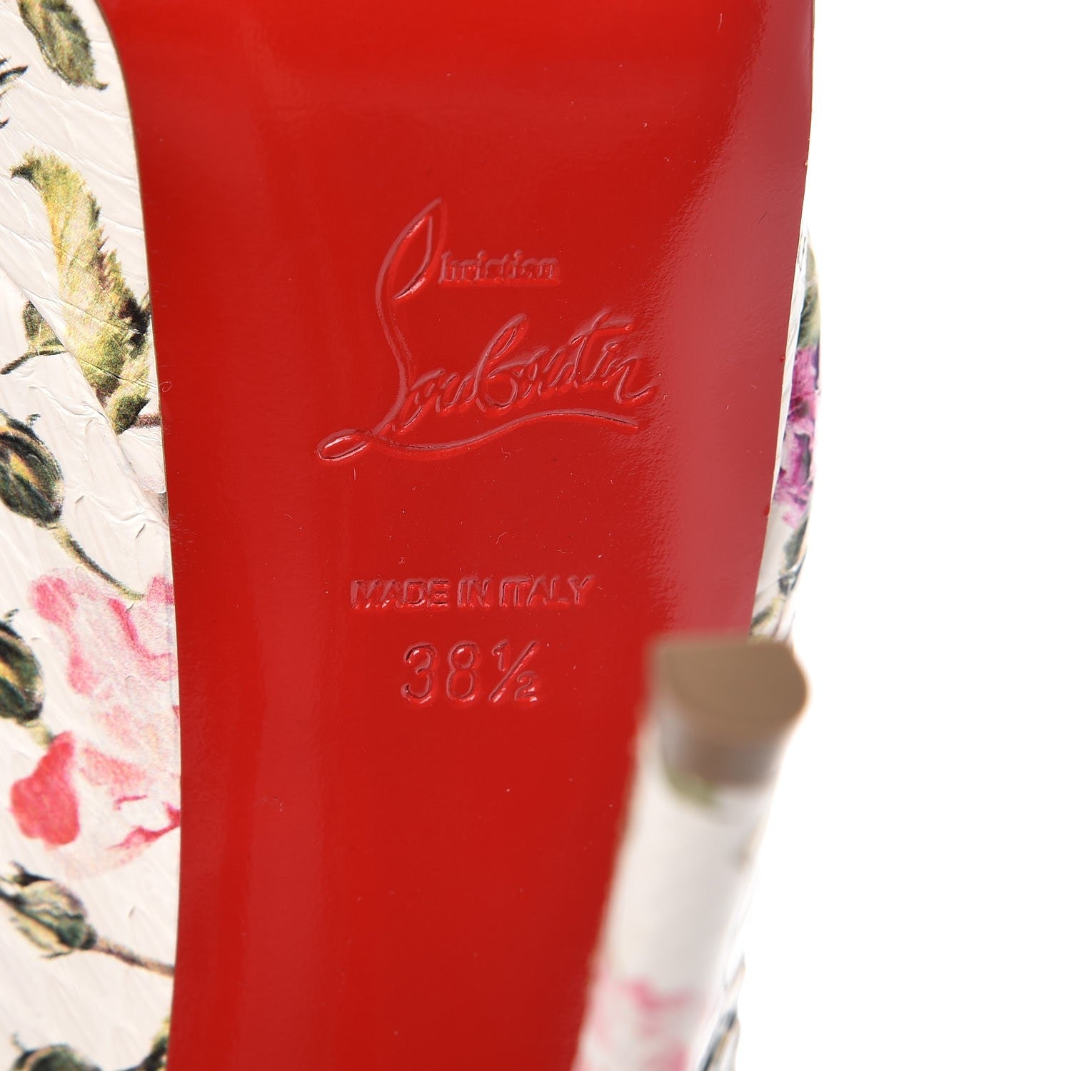 Christian Louboutin Watersnake Fiori Fetish Peep 150 Pumps 38.5 Latte Pompadour 6 of 8