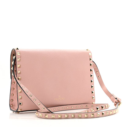 Valentino Garavani Pebbled Calfskin Medium Rockstud Flip Lock Crossbody Bag Loto 3 of 11