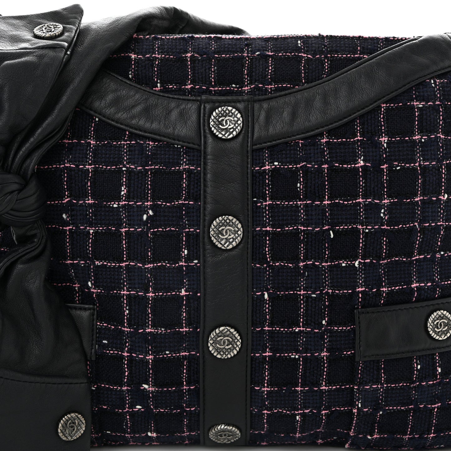 Tweed Lambskin Small Girl Bag Navy Blue Pink