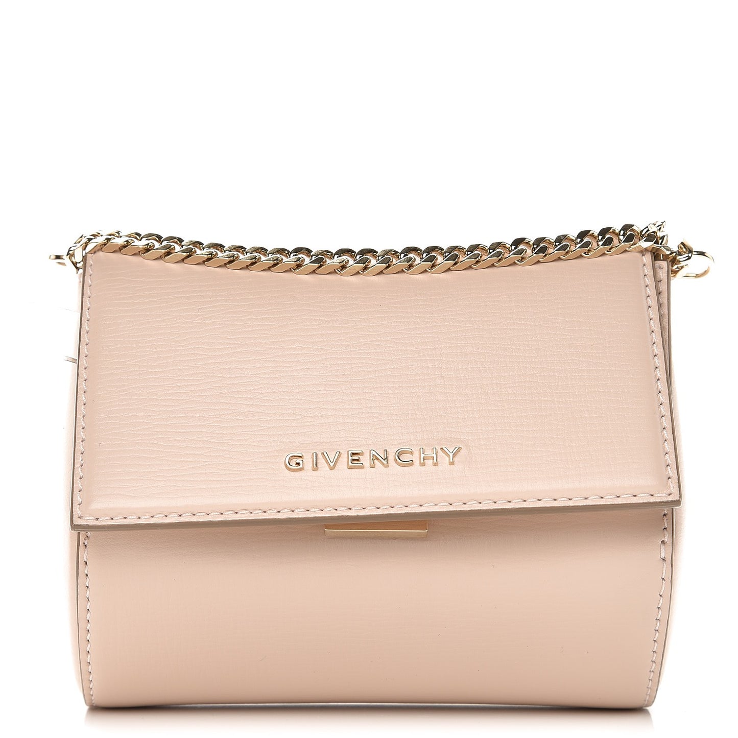 Textured Calfskin Micro Pandora Box Clutch Nude Pink