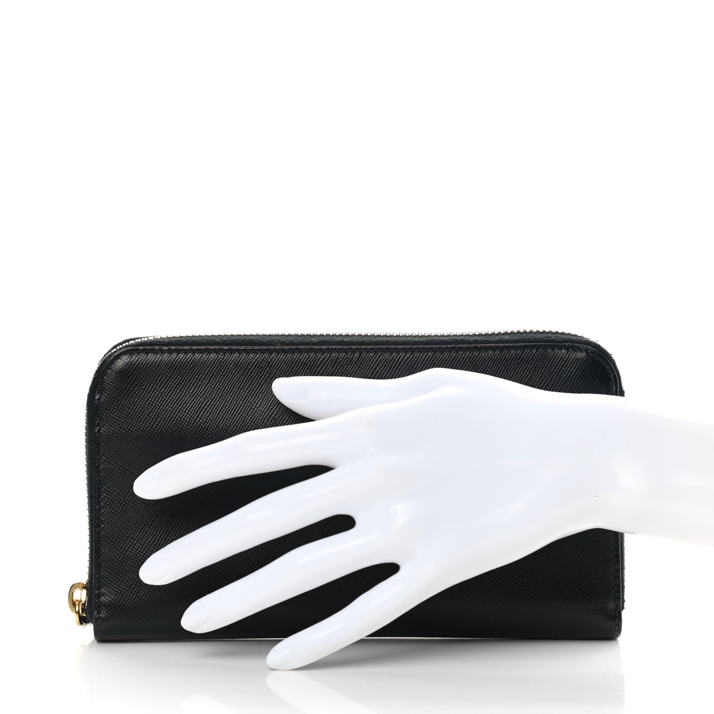 Saffiano Metal Zip Around Wallet Black