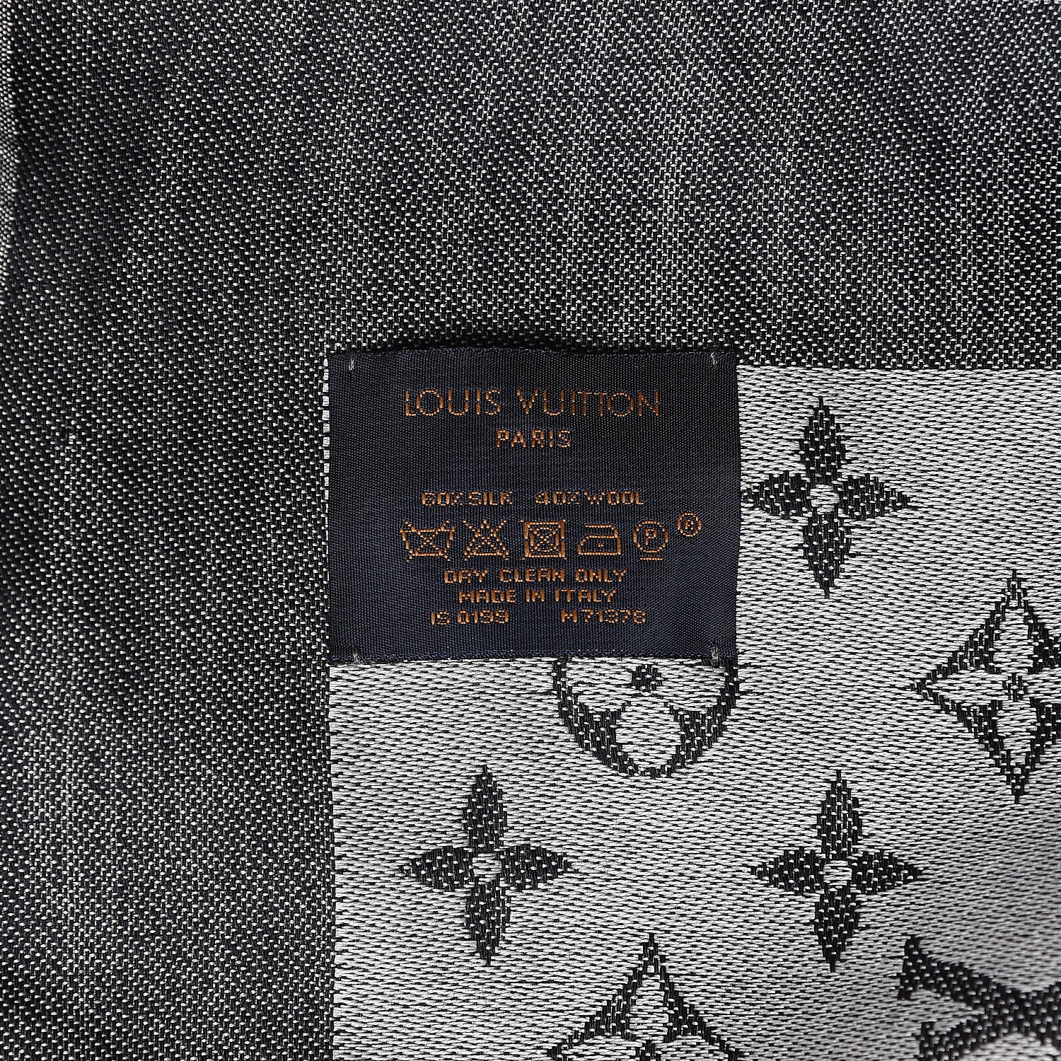 Louis Vuitton Wool Silk Monogram Denim Shawl Black 3 of 13