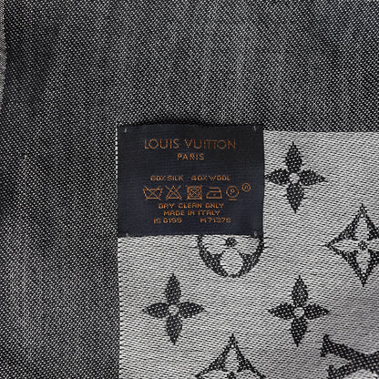 Louis Vuitton Wool Silk Monogram Denim Shawl Black 3 of 13