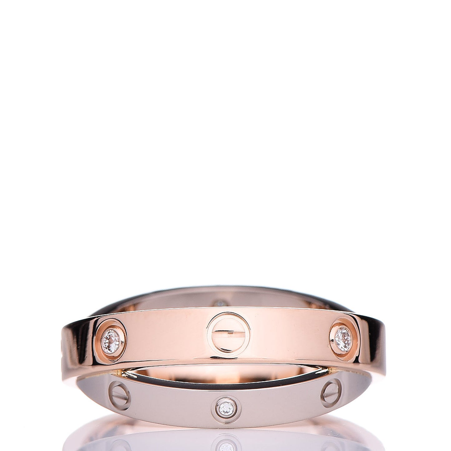 18K Pink White Gold 6 Diamonds LOVE Ring 49 4.75