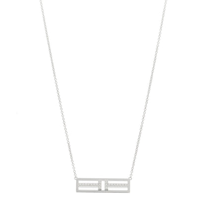 Tiffany 18K White Gold Diamond Tiffany T Two Open Horizontal Bar Pendant 1 of 7