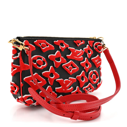 Louis Vuitton X UF Tufted Monogram Pochette Accessories Black Red Black Red 2 of 8