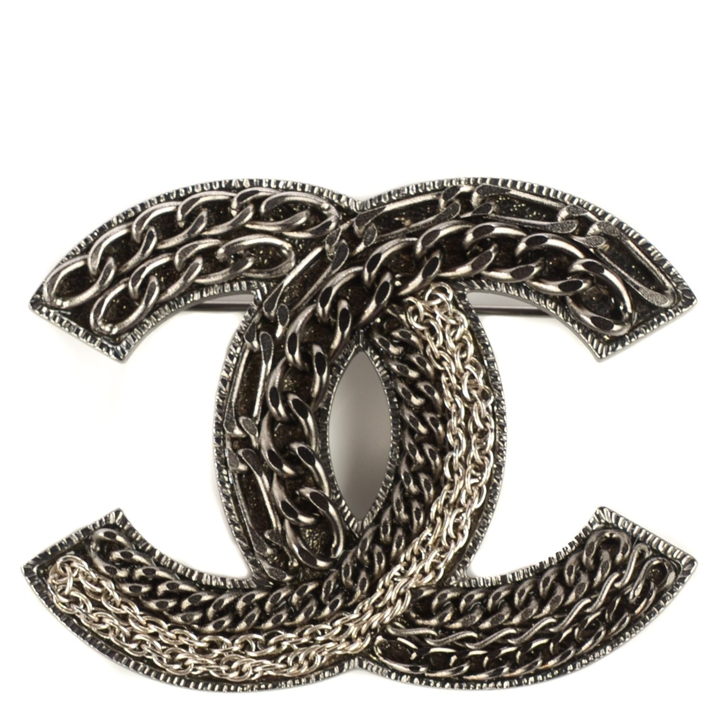 Ruthenium CC Chain Large Brooch