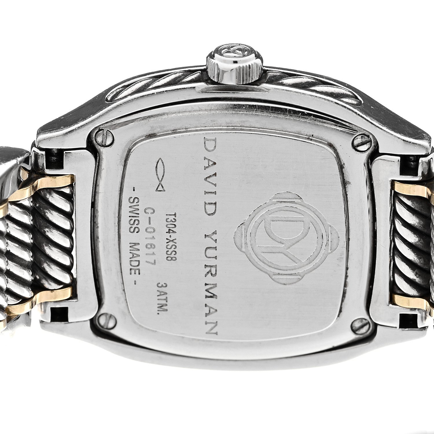 David Yurman Stainless Steel 18K Yellow Gold Diamond Mother of