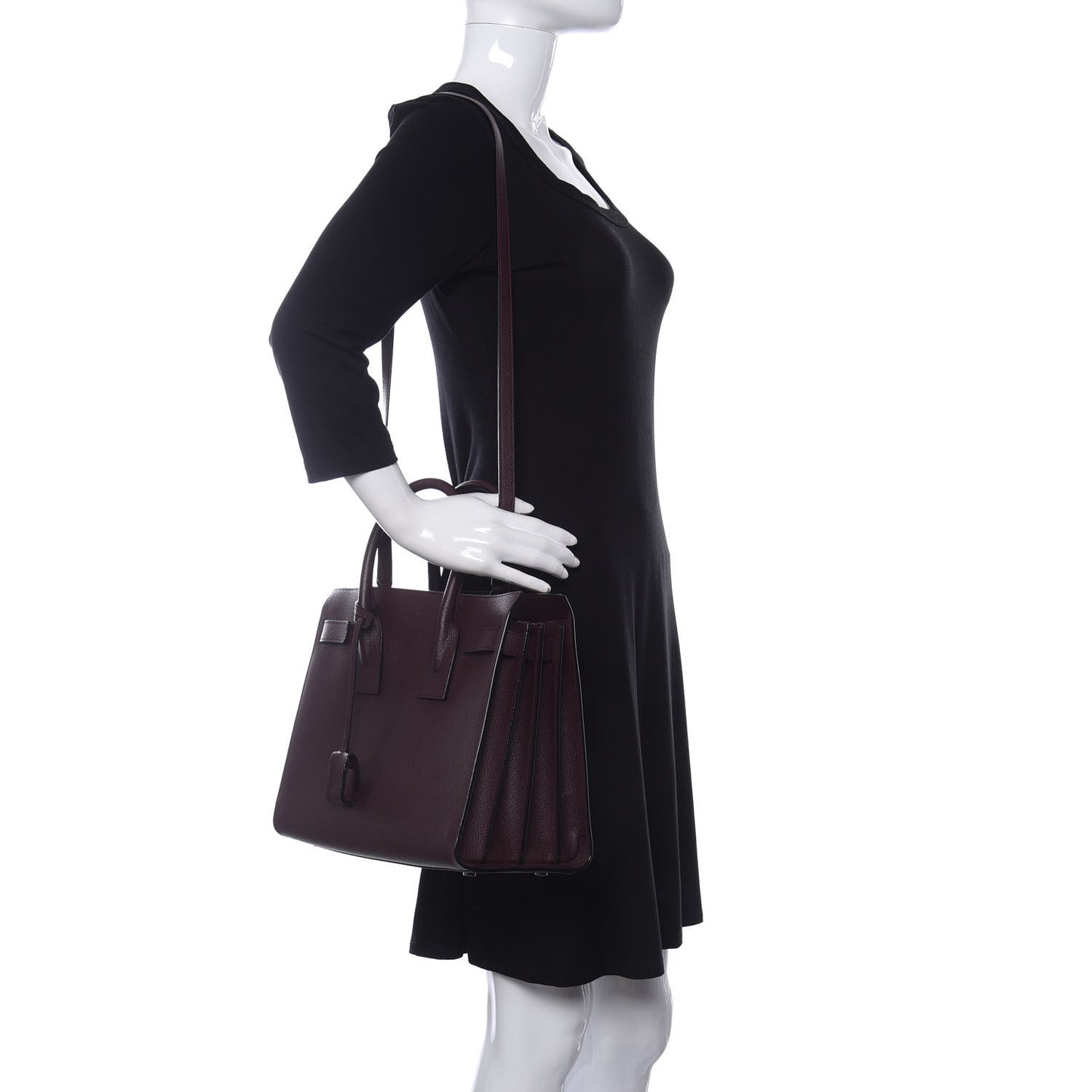 Grained Calfskin Small Classic Sac De Jour Amaranto